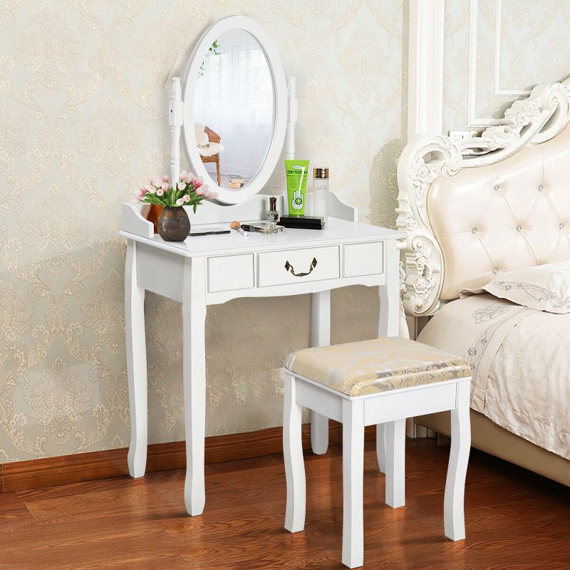 Costway Vanity Table Jewelry Makeup Desk Bench Dresser Stool