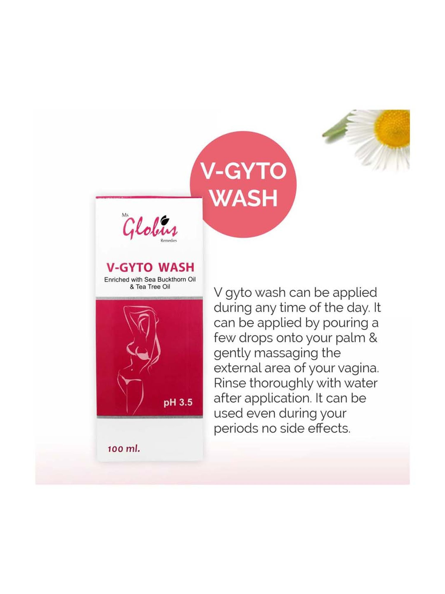 Globus Naturals V-Gyto Wash Enriched with Sea Buckthorn Oil & Tea Tree Oil - 100 ml