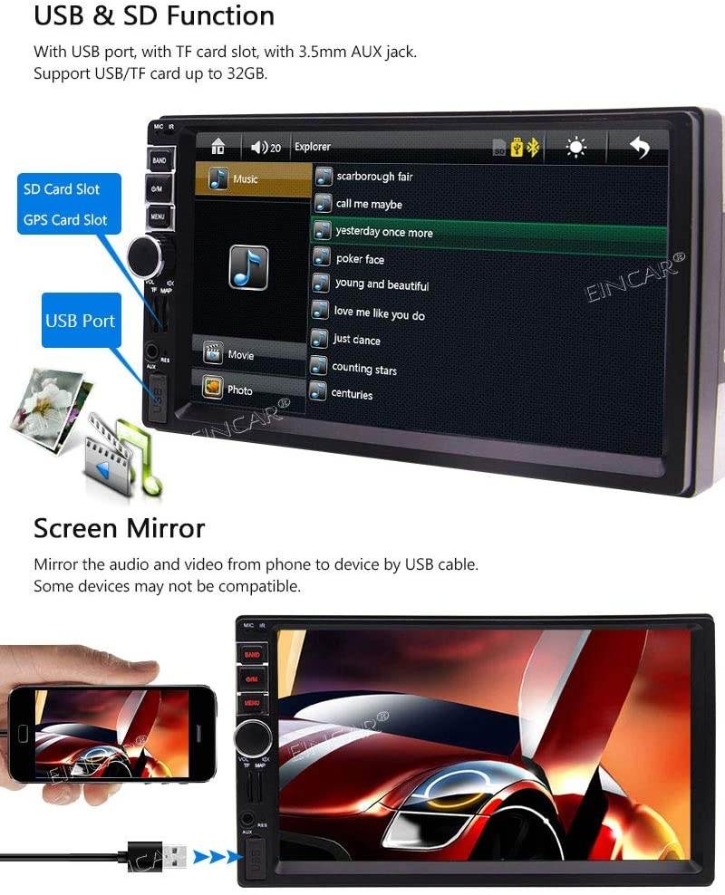 7 Inch Capacitive Touchscreen in Dash Video Player Car GPS Navigation Stereo Colorful Button/Bluetooth/USB/SD/FM Radio Receiver for Universal 2 Din with Free 8GB Map Card