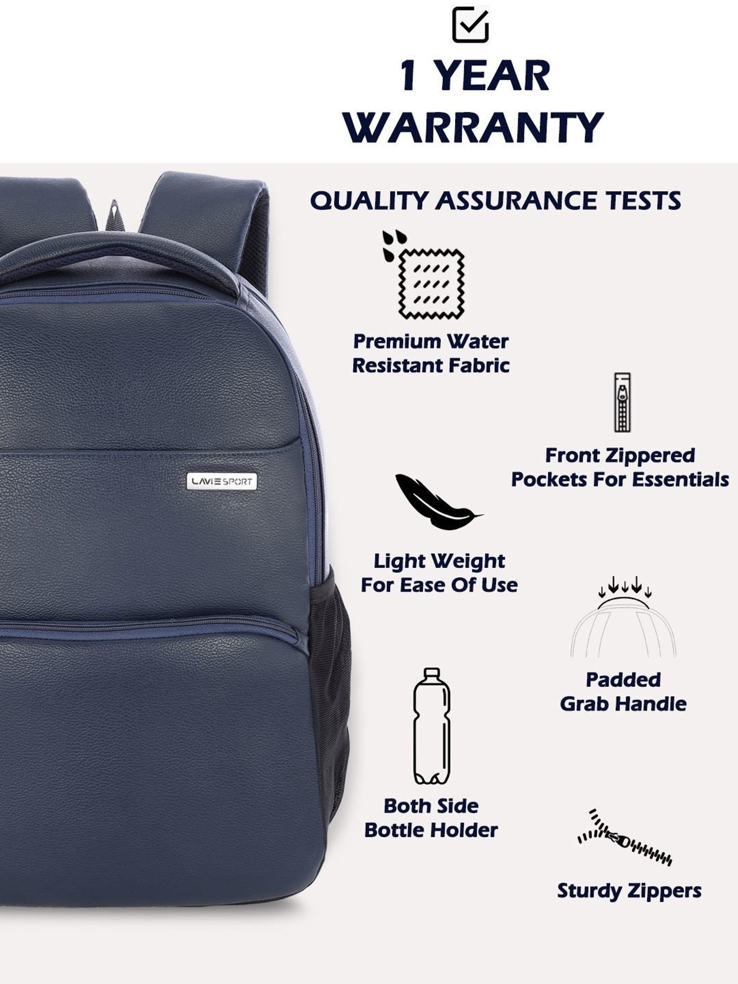 Lavie Navy Medium Laptop Backpack