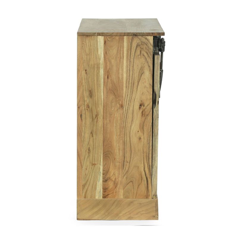 Laymon Modern Industrial Handcrafted Acacia Wood Live Edge Sideboard with Sliding Door Natural/Black - Christopher Knight Home