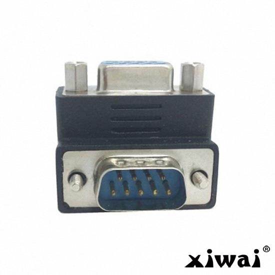 Xiwai Down Right Angled 270 degree RS232 D-Sub 9Pin Male screw type To Female Nut type extension Adapter