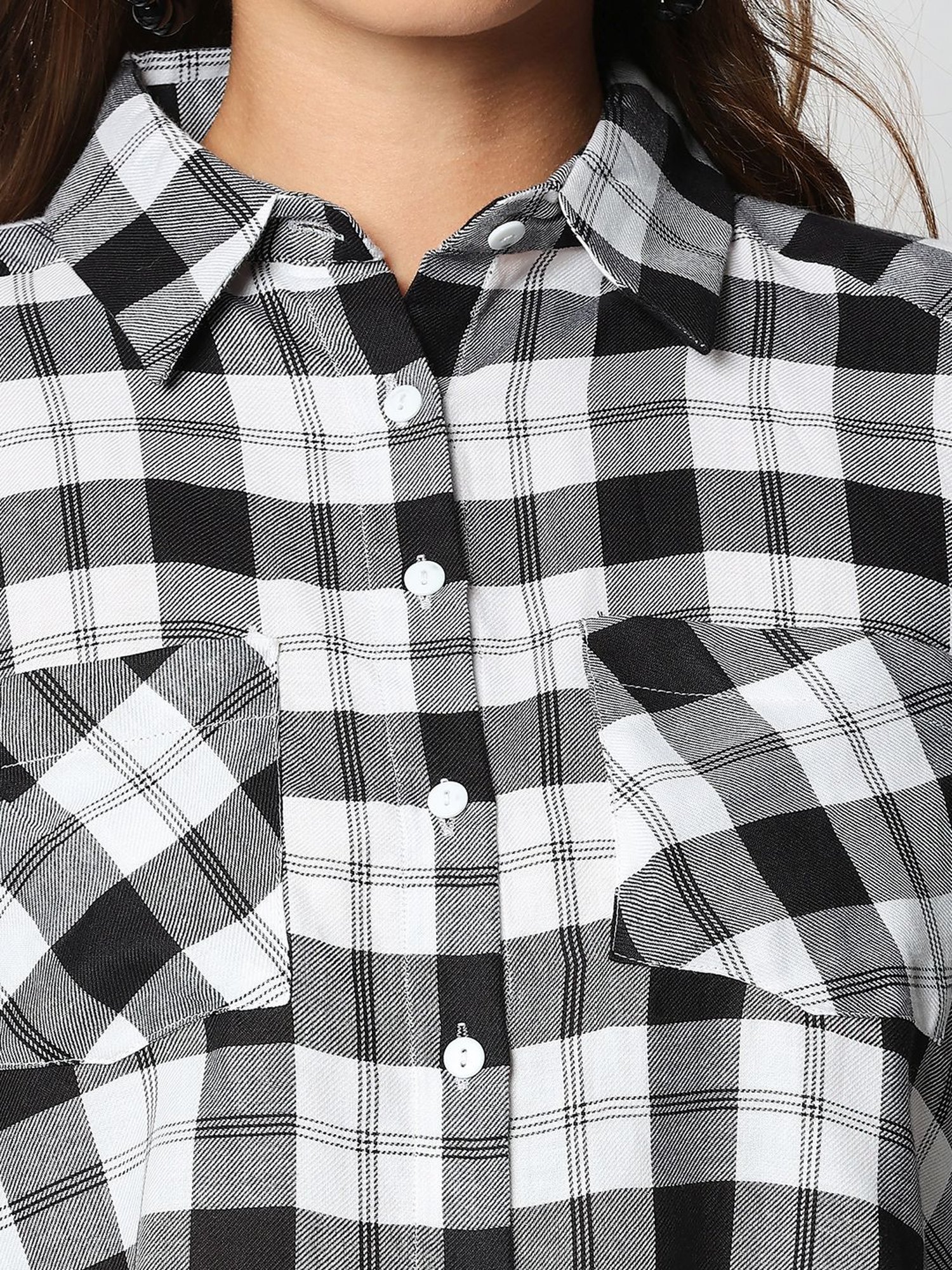 Remanika Black & White Pure Cotton Chequered Shirt