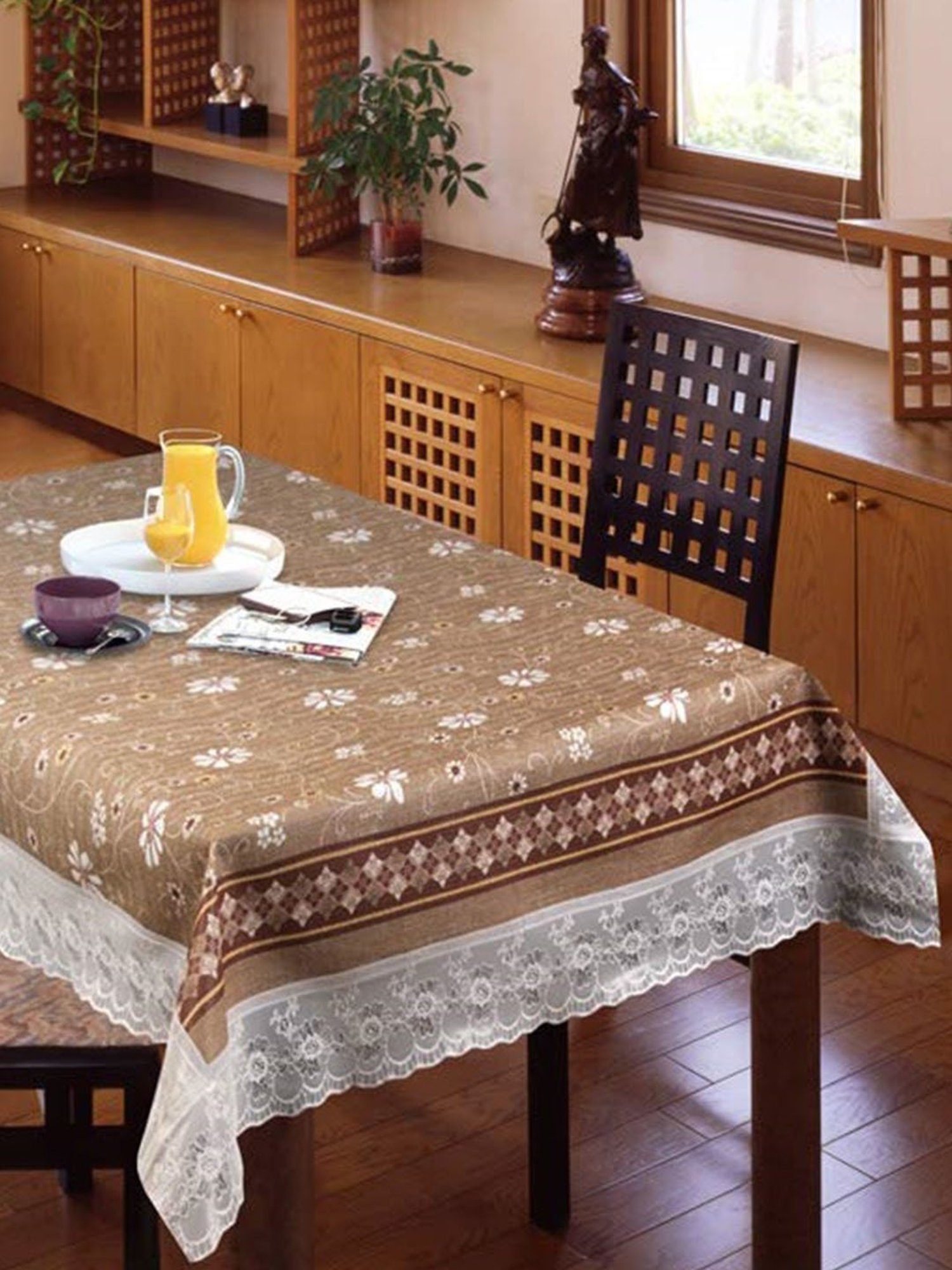 Freelance Floral Brown PVC Set of 1 Table Cloth