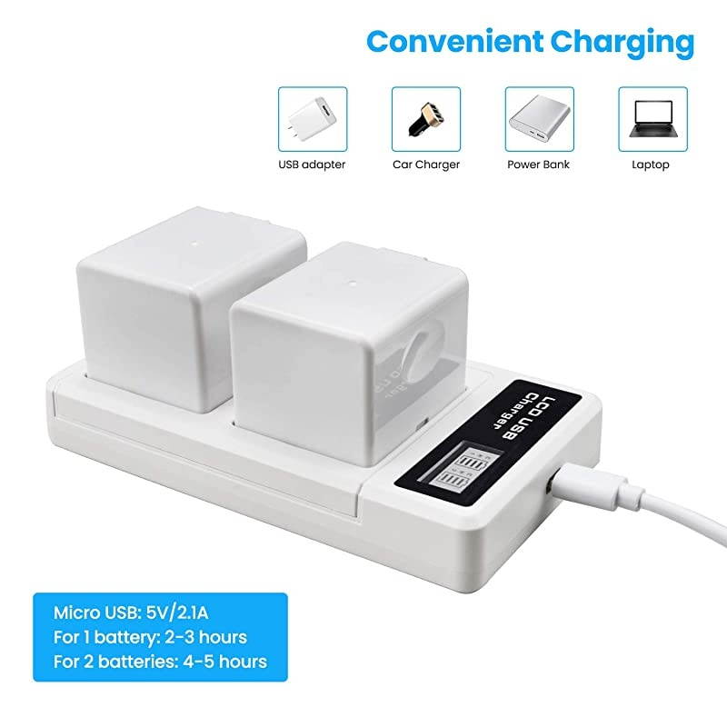 2-Pack Rechargeable Battery Compatible with Arlo Pro, Arlo Pro 2 VMA4400, and Dual LCD Charger for Arlo Pro, Arlo Pro 2 and Arlo Security Light Batteries