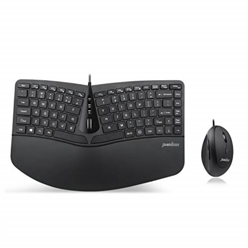 Perixx PERIDUO-406 Wired Mini Ergonomic Split Keyboard and Portable Vertical Mouse Combo, with Membrane Low Profile Keys