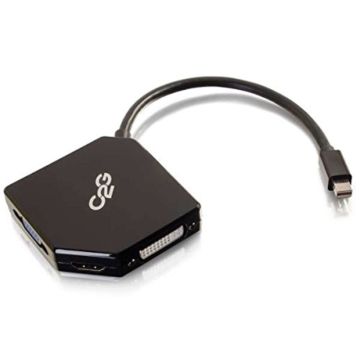 C2G 54341 Mini DisplayPort to 4K UHD HDMI, VGA, or DVI Adapter Converter, Black