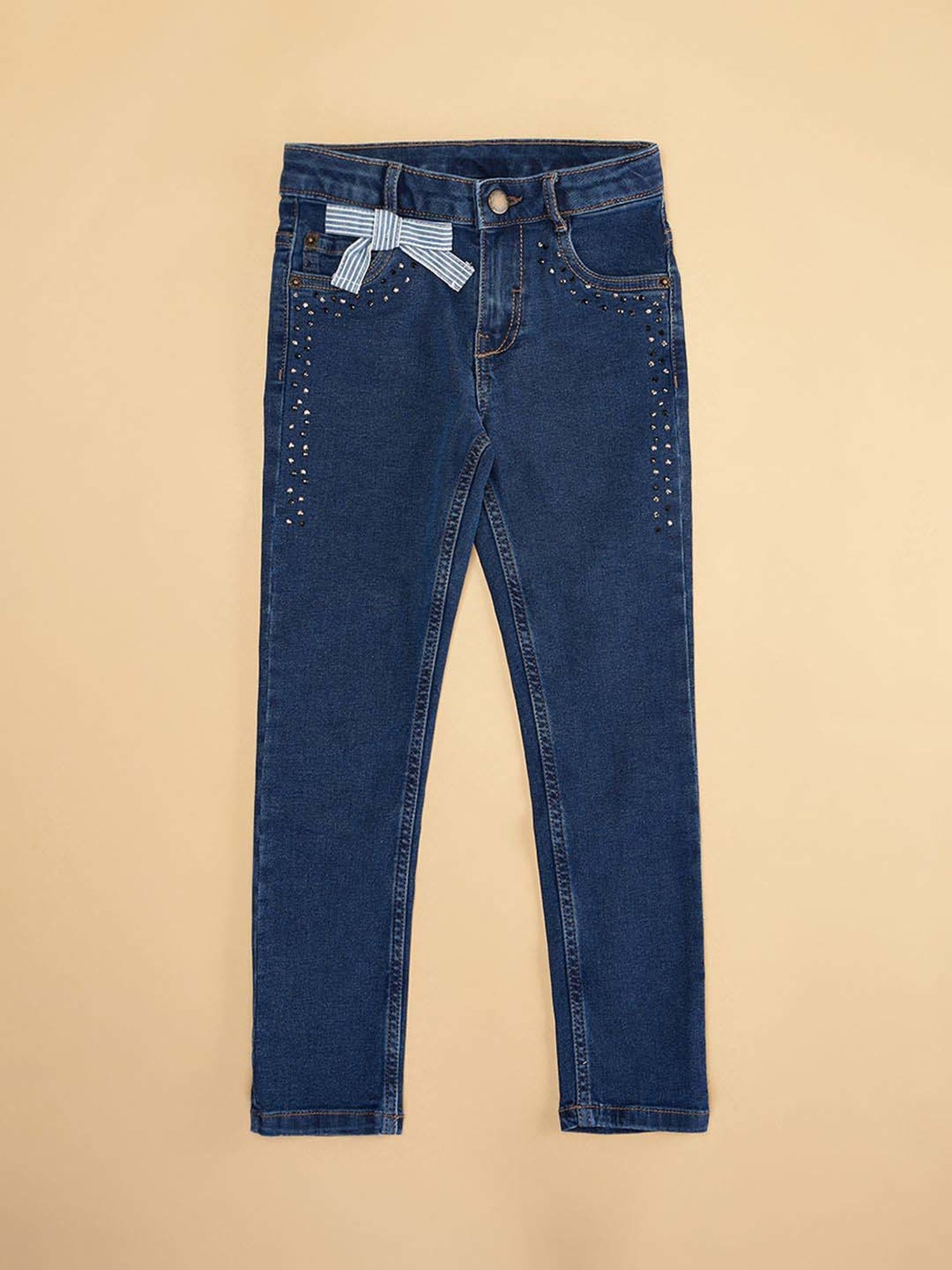 GJ baby Girls Blue Washed Jeans