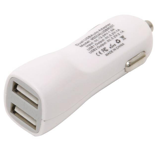 MOBILESPEC MSDUALUSBW25G BULK DUAL DC USB POWER - WHITE MSDUALUSBW25G