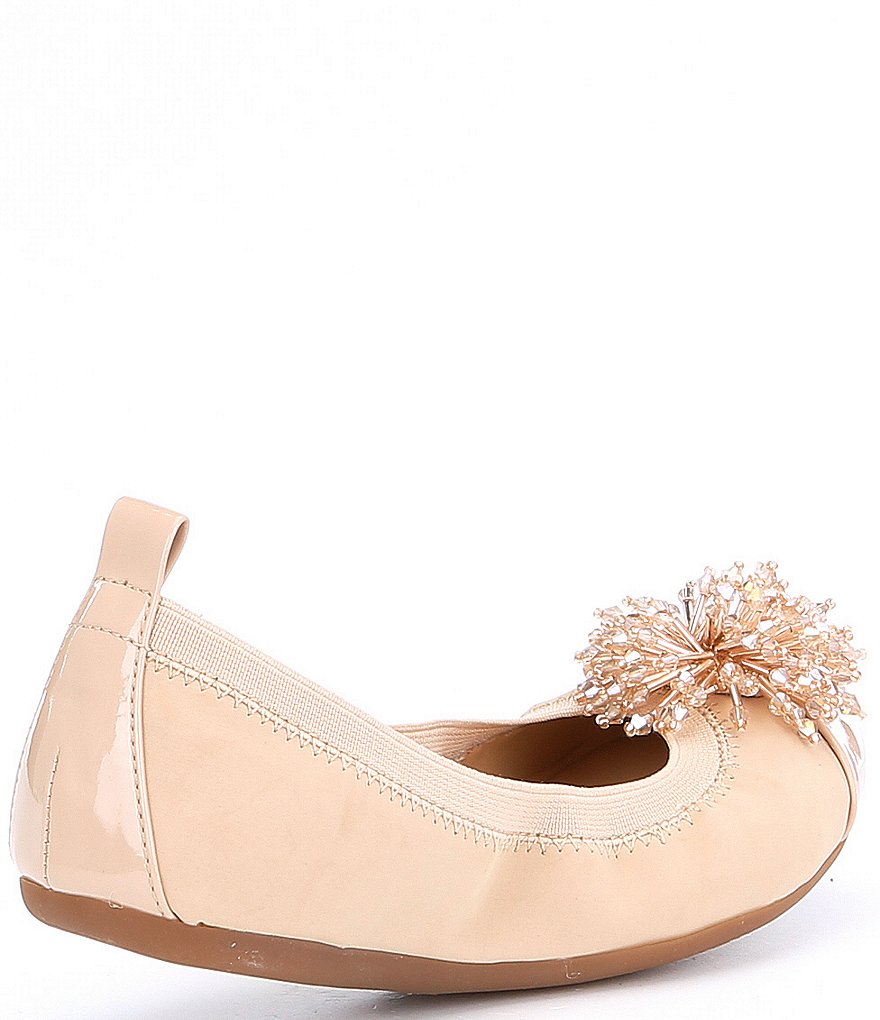 GB Girls' Posy-Girl Patent Cap Toe Jeweled Ornament Dress Flats (Infant)