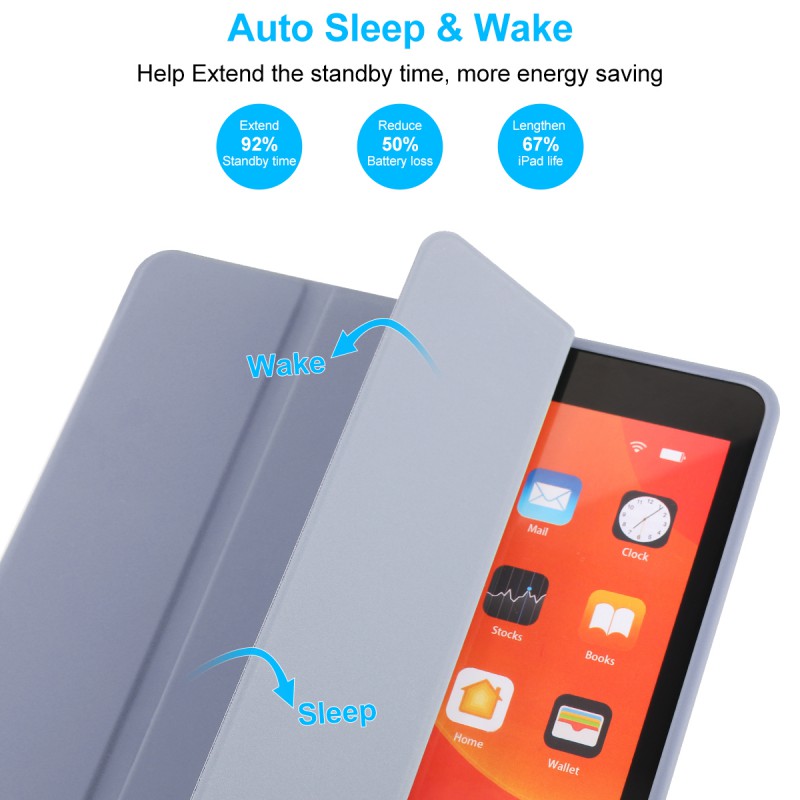 For IPad 10.2 Inch Case, Ultrathin Trifold PU Leather+Soft Silicone Stand Cover With Pencil Holder, Auto Sleep/Wake For IPad 8th 2020 / IPad 7th 2019 10.2 Inch