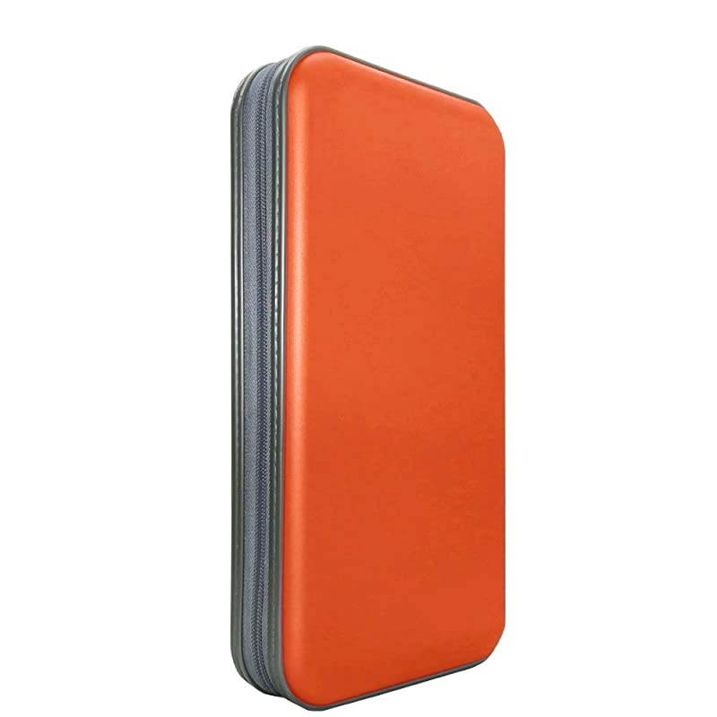 CD CaseDVD Storage DVD Case Holder VCD Wallet Organizer Protective Hard Plastic Portable Case 80 Capacity Orange