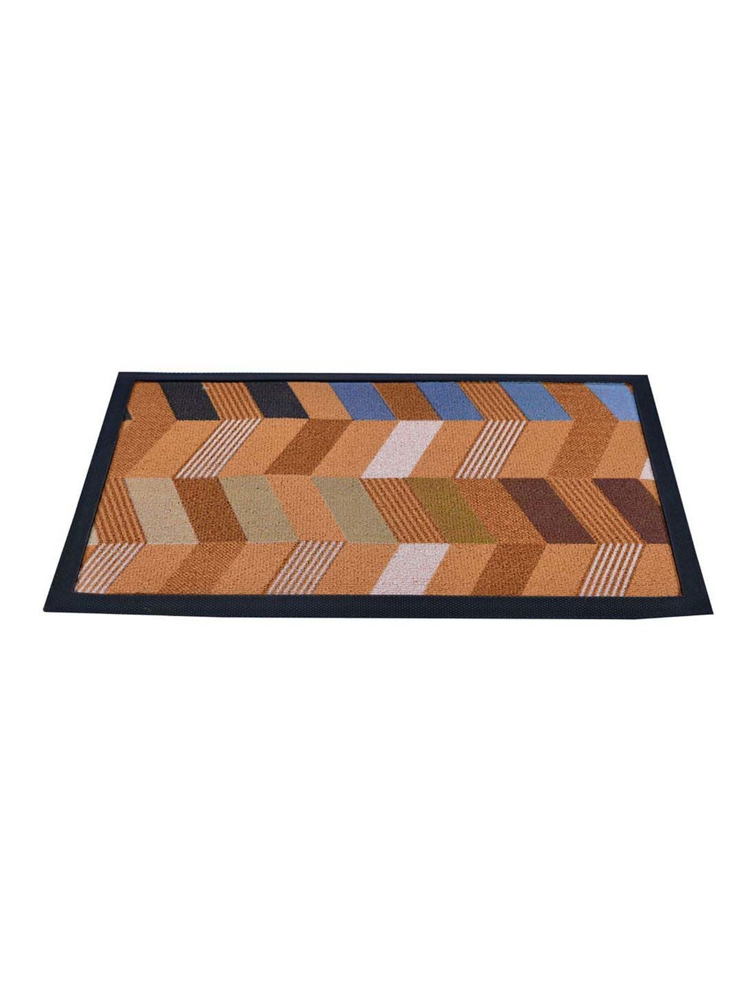 @home Brown Fiber Zig Zag Design Anti-Slip Door Mat