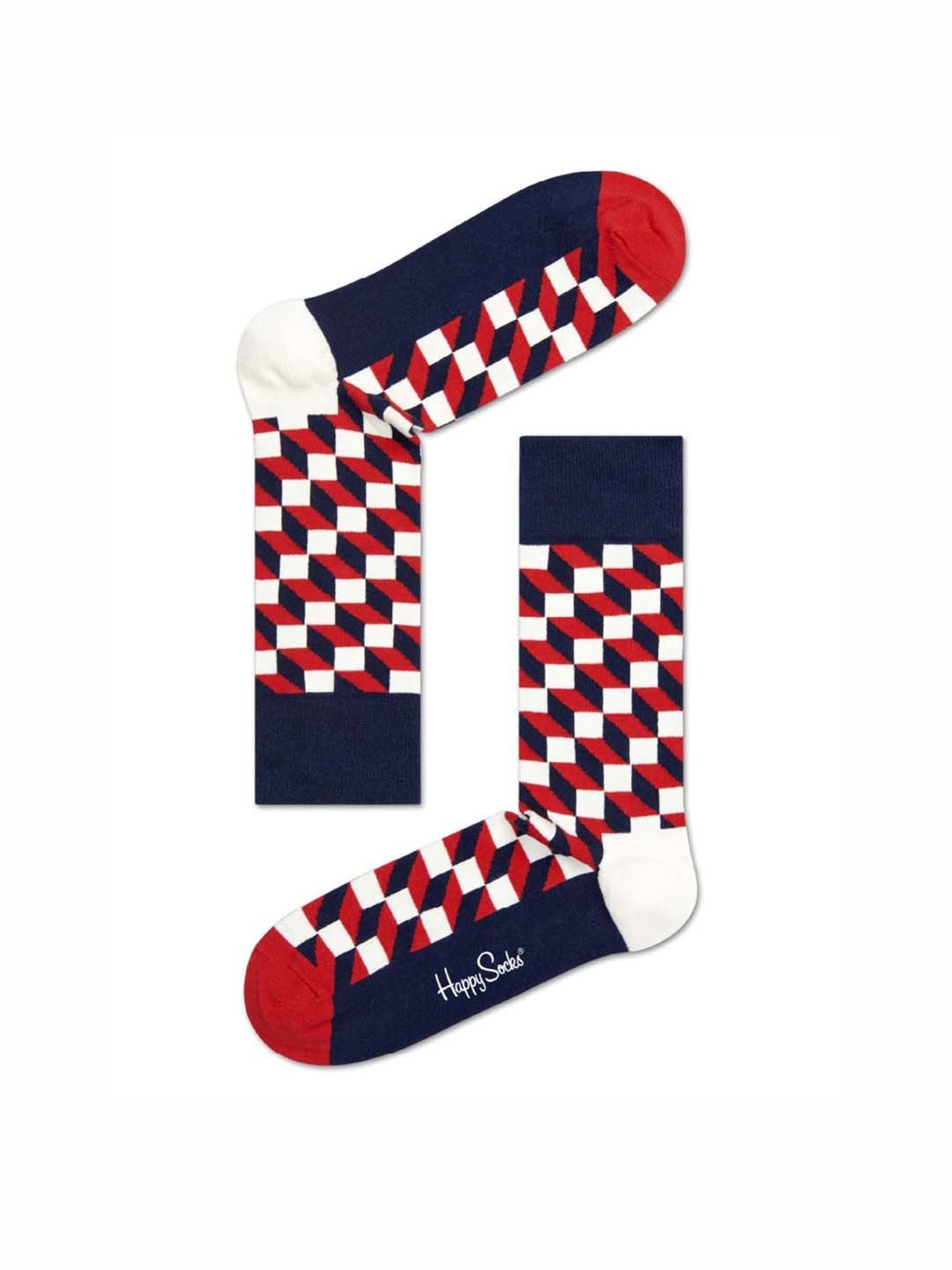 Happy Socks Filled Optic Navy & Red Cotton Printed Socks (36-40)