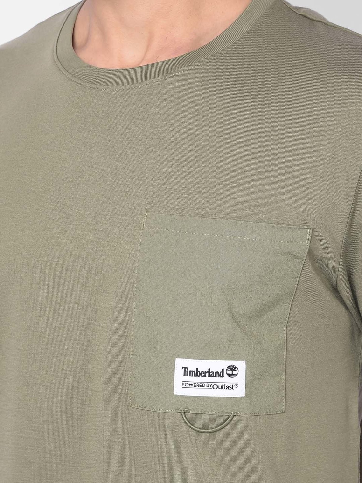 Timberland Light Olive Regular Fit Logo Print Crew T-Shirt
