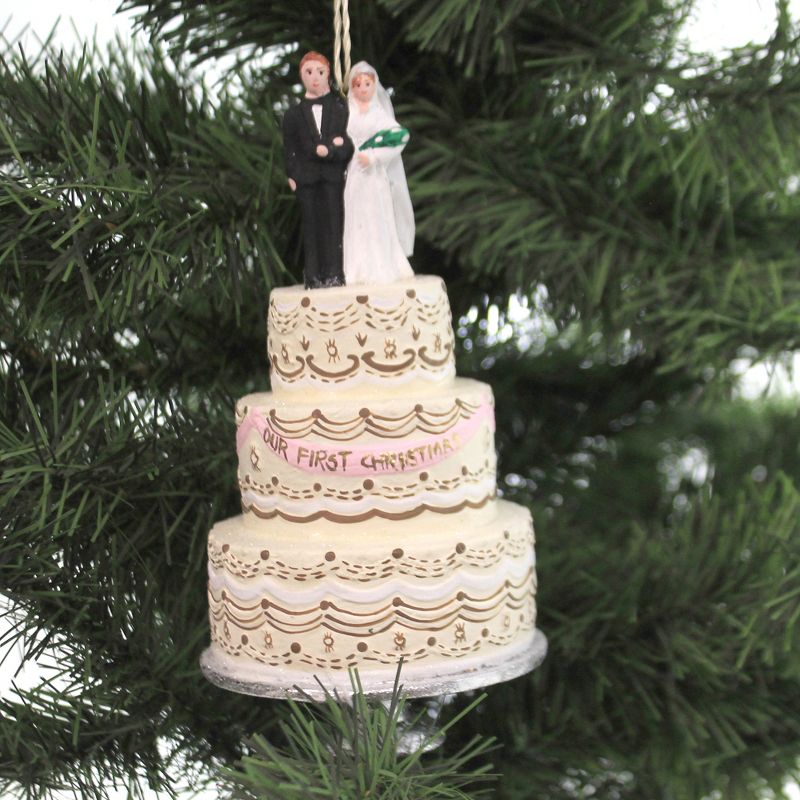 Holiday Ornaments 6.25" Our First Christmas Together Wedding Couple Cake  -  Tree Ornaments