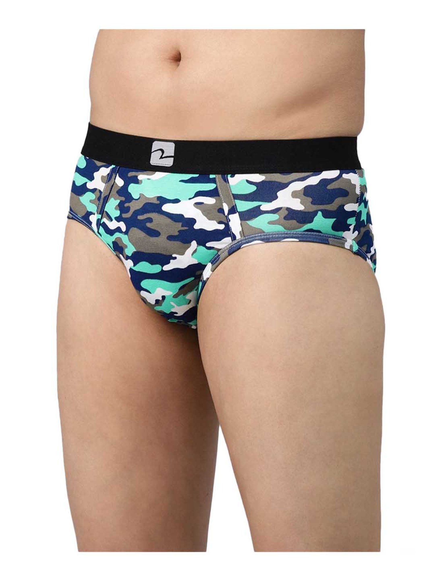 UnderJeans by Spykar Blue Regular Fit Briefs (Pack of 2)