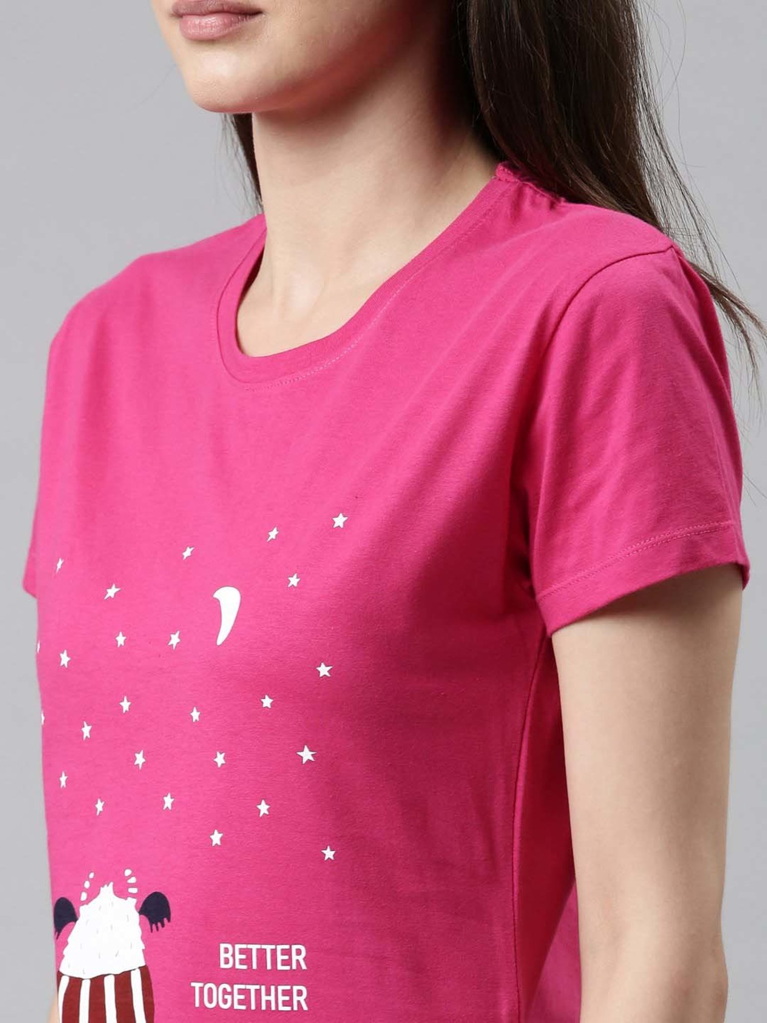 TWIN BIRDS Pink Printed Sleep Tee