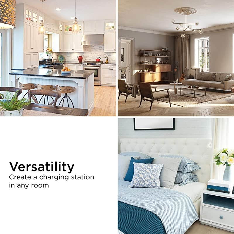 UltraPro 6Outlet Sur Protector Adapter Spaced 3Prong Power Strip Wall Tap Charging Station Side Access Black 47822