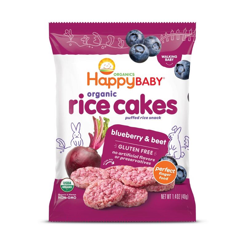 HappyBaby Organic Blueberry & Beet Baby Rice Cakes - 1.4oz