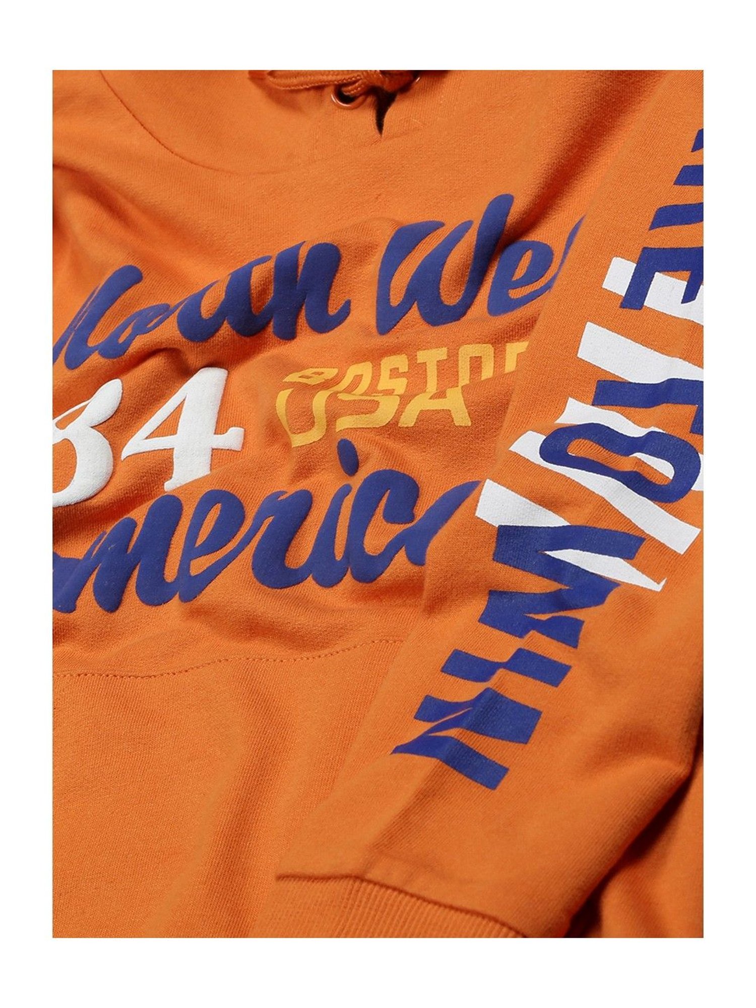 Plum Tree Kids Orange Printed  Hoodies