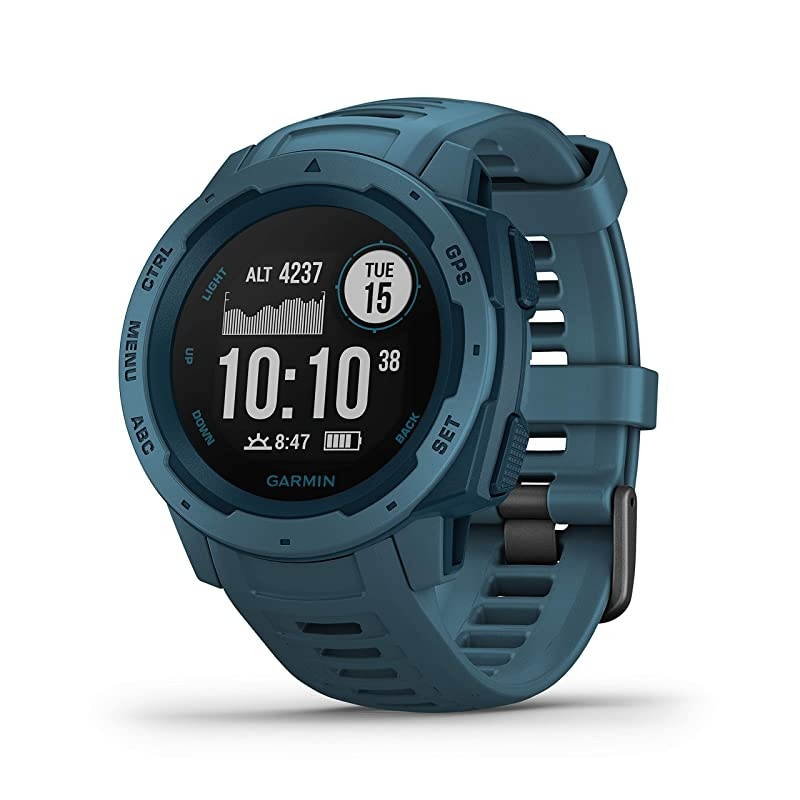 Instinct, Rugged Outdoor Watch with GPS, Features Glonass and Galileo, Heart Rate Monitoring and 3-Axis Compass, Lakeside Blue