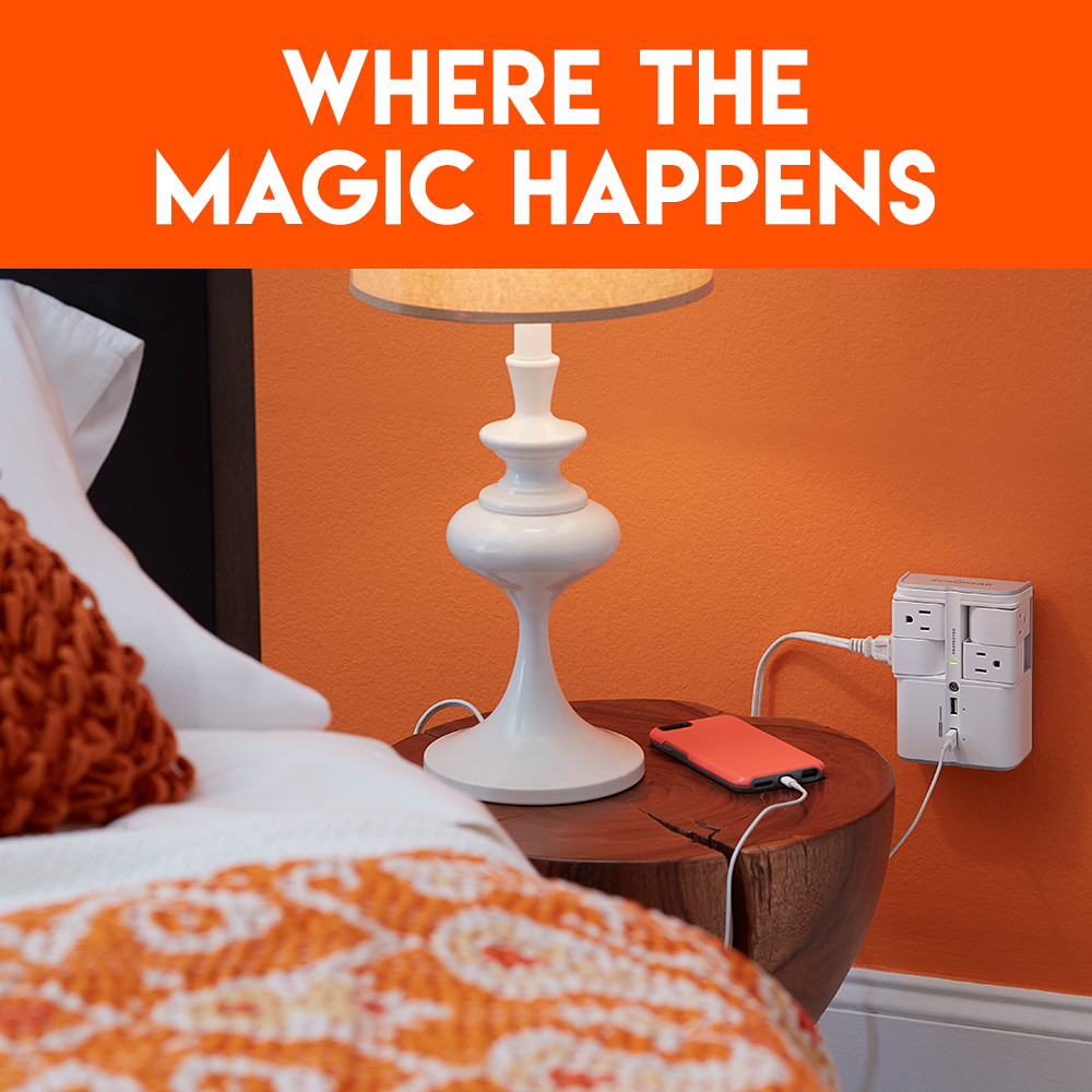 ECHOGEAR Surge Protector Wall Outlet w/ 4 Rotating Outlets & 2 USB Charging Port