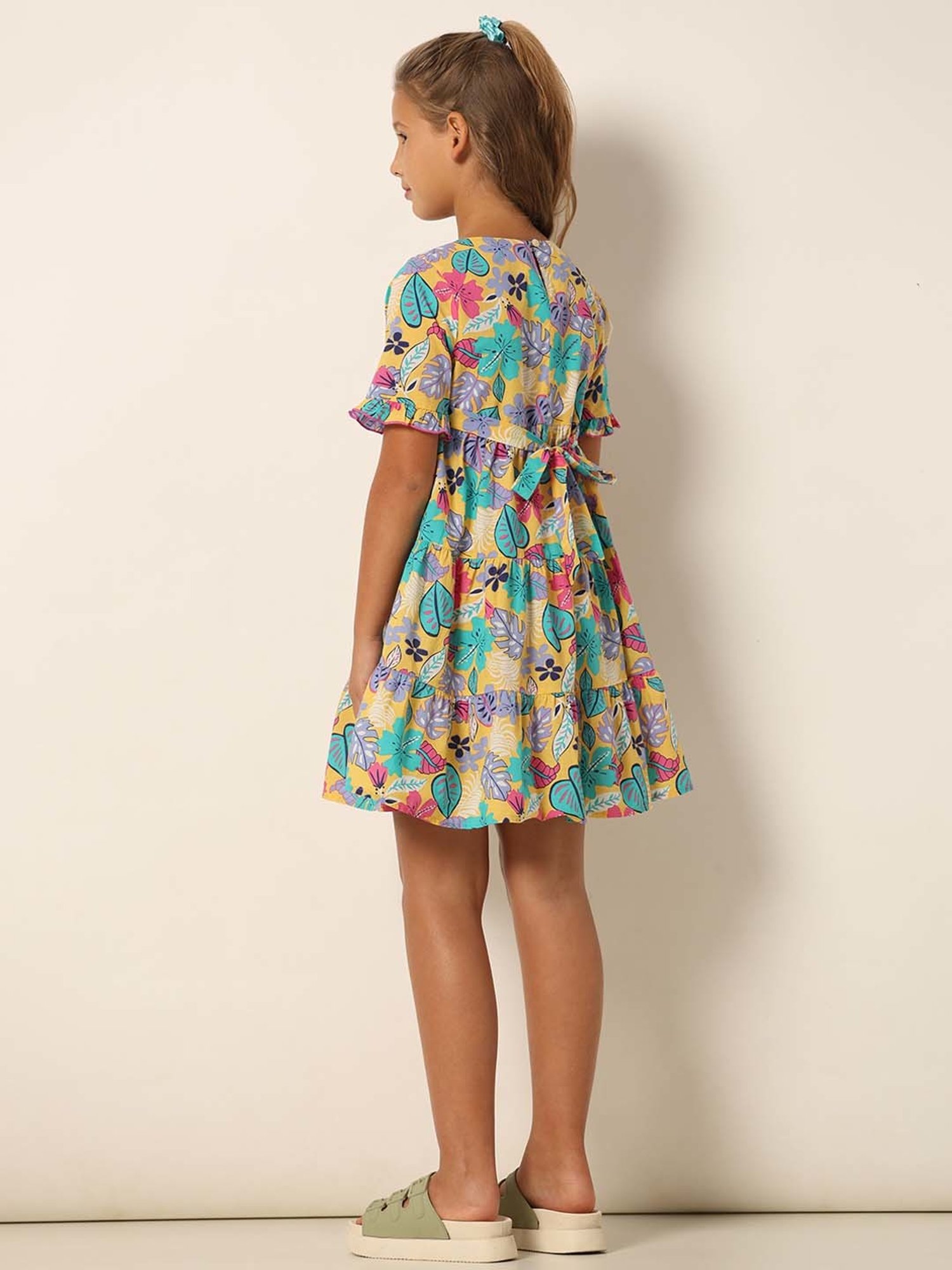 VERO MODA GIRL Multicolor Cotton Floral Print Dress