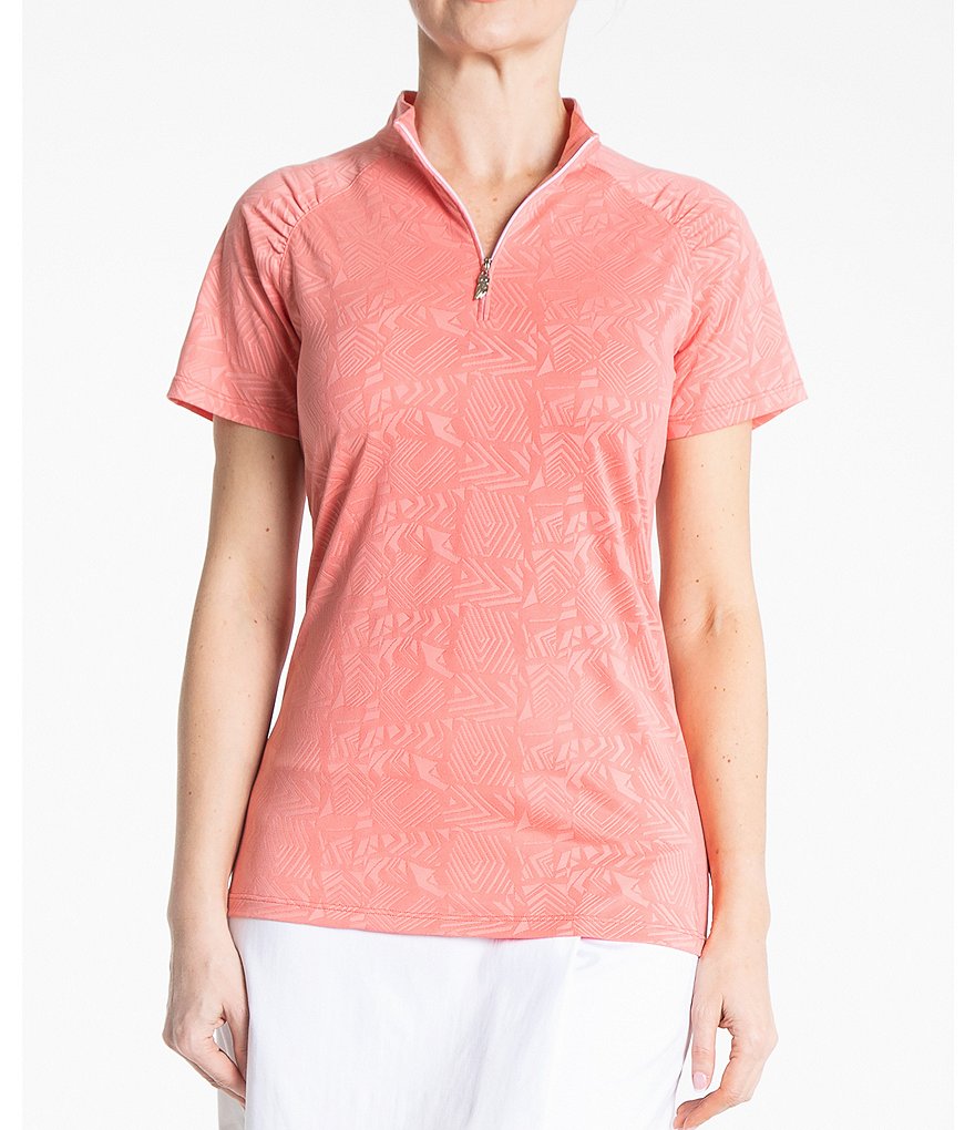 Sport Haley Jublilee Short Sleeve Quarter Zip Jacquard Polo Top