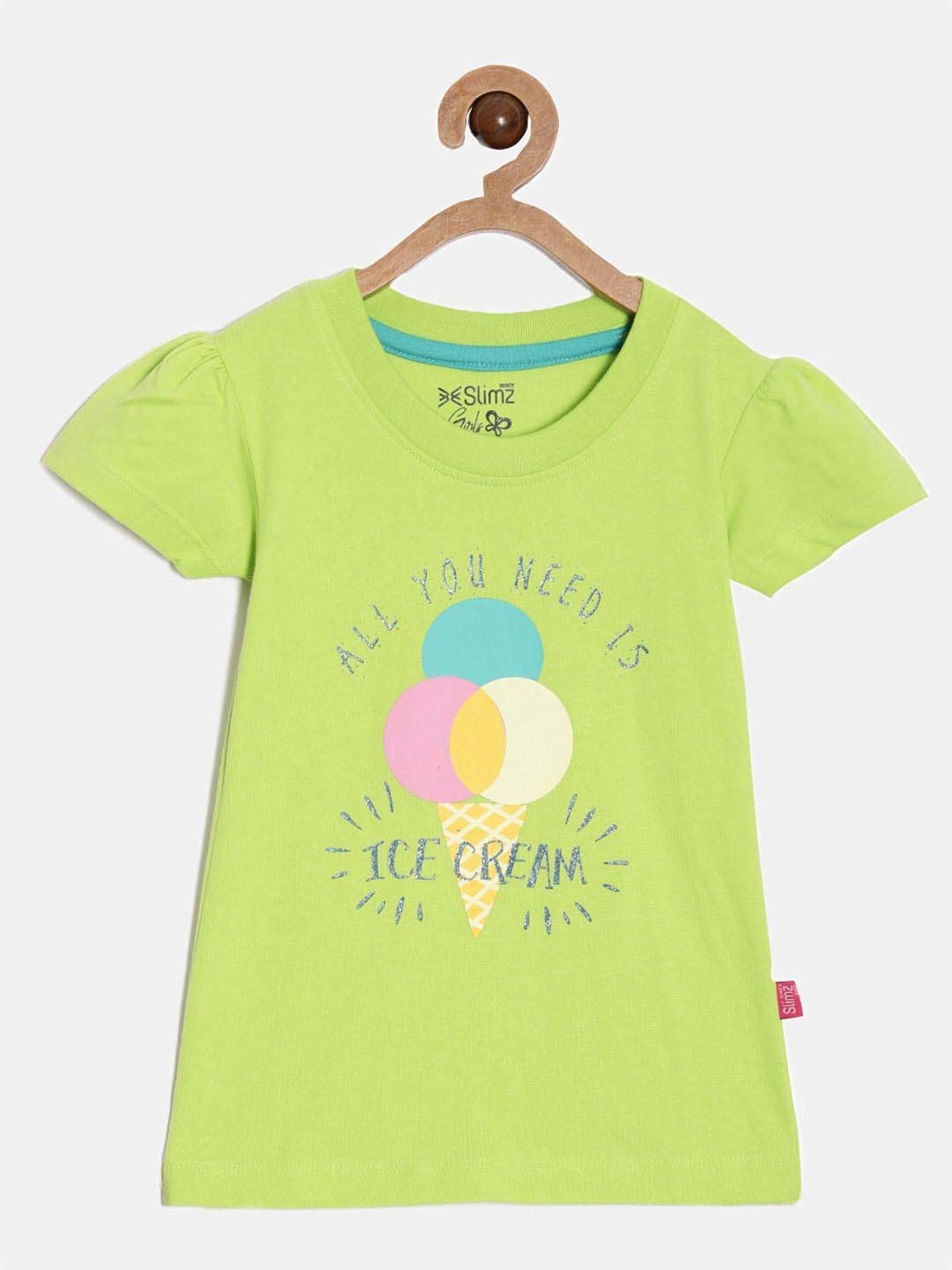 Dixcy Slimz Kids Lime Green Cotton Printed T-Shirt