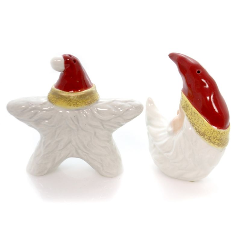 Tabletop 3.75" Star & Moon Santa Salt & Pepper Christmas Cosmos Gifts Corp.  -  Salt And Pepper Shaker Sets