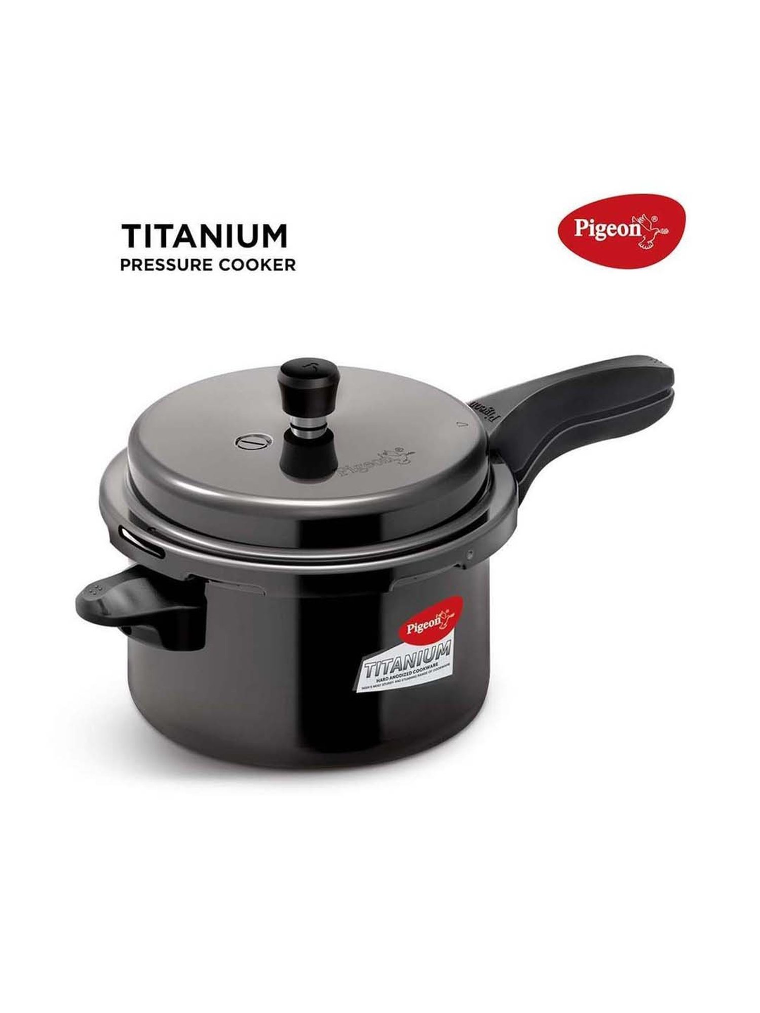 Pigeon Black Aluminium 21 cm Induction Friendly Pressure Cooker With Outer Lid (3 L) - Set of 1