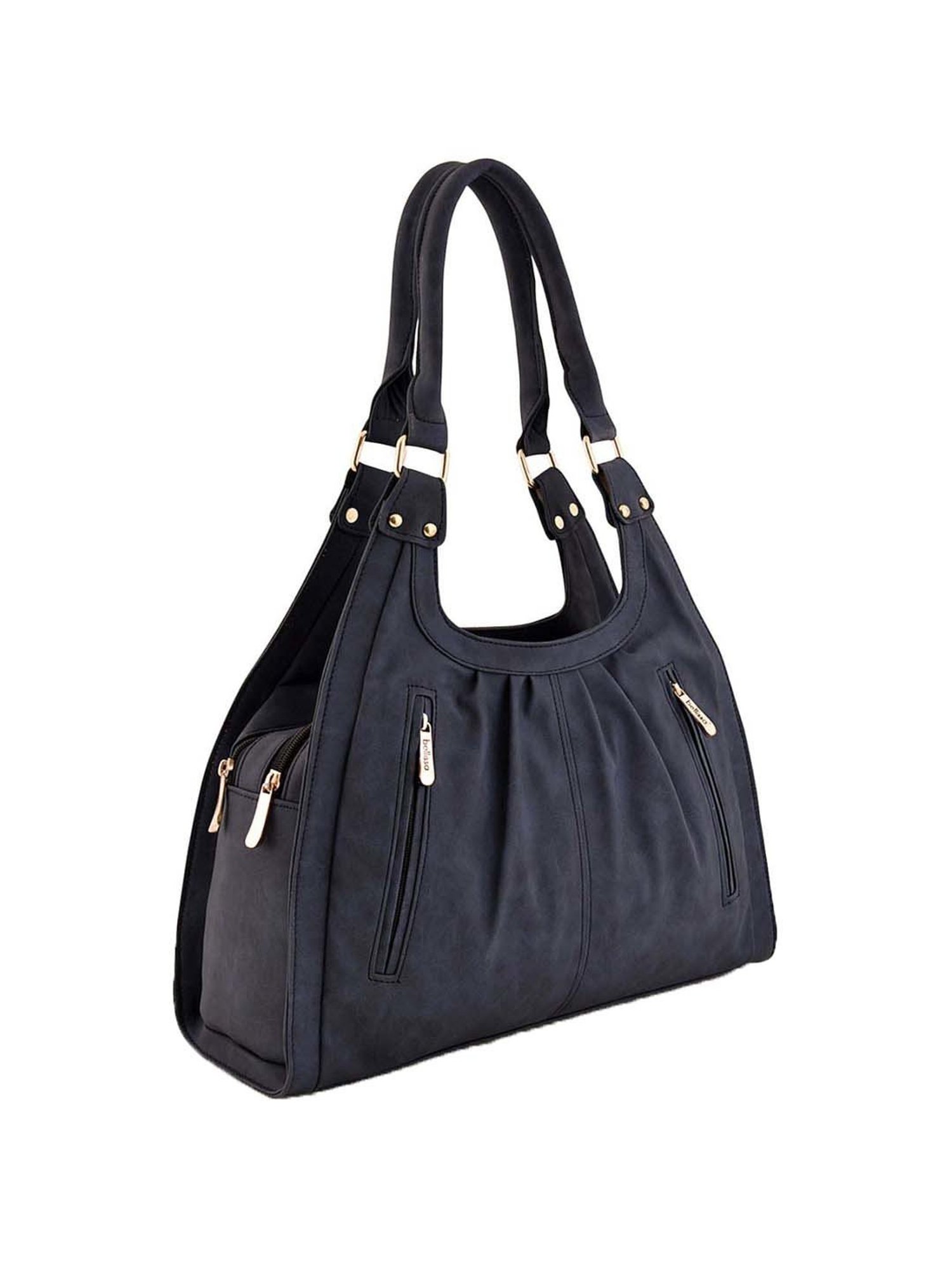 Bellissa Blue PU Textured Hobo Shoulder Handbag