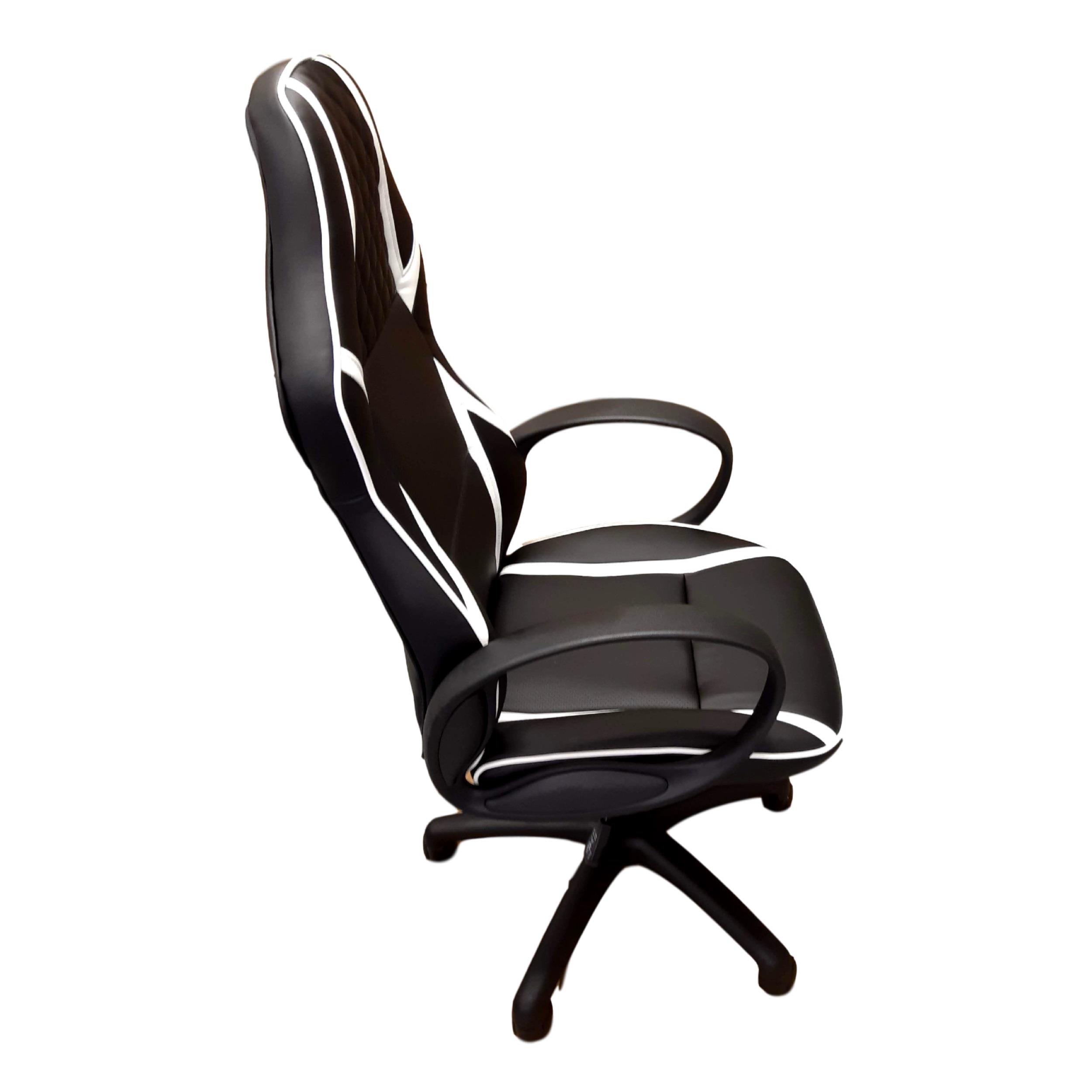 ViscoLogic Infinity Ergonomic Gaming Racing Height Adjustable Swivel Home Office Computer Desk Chair (White & Black)