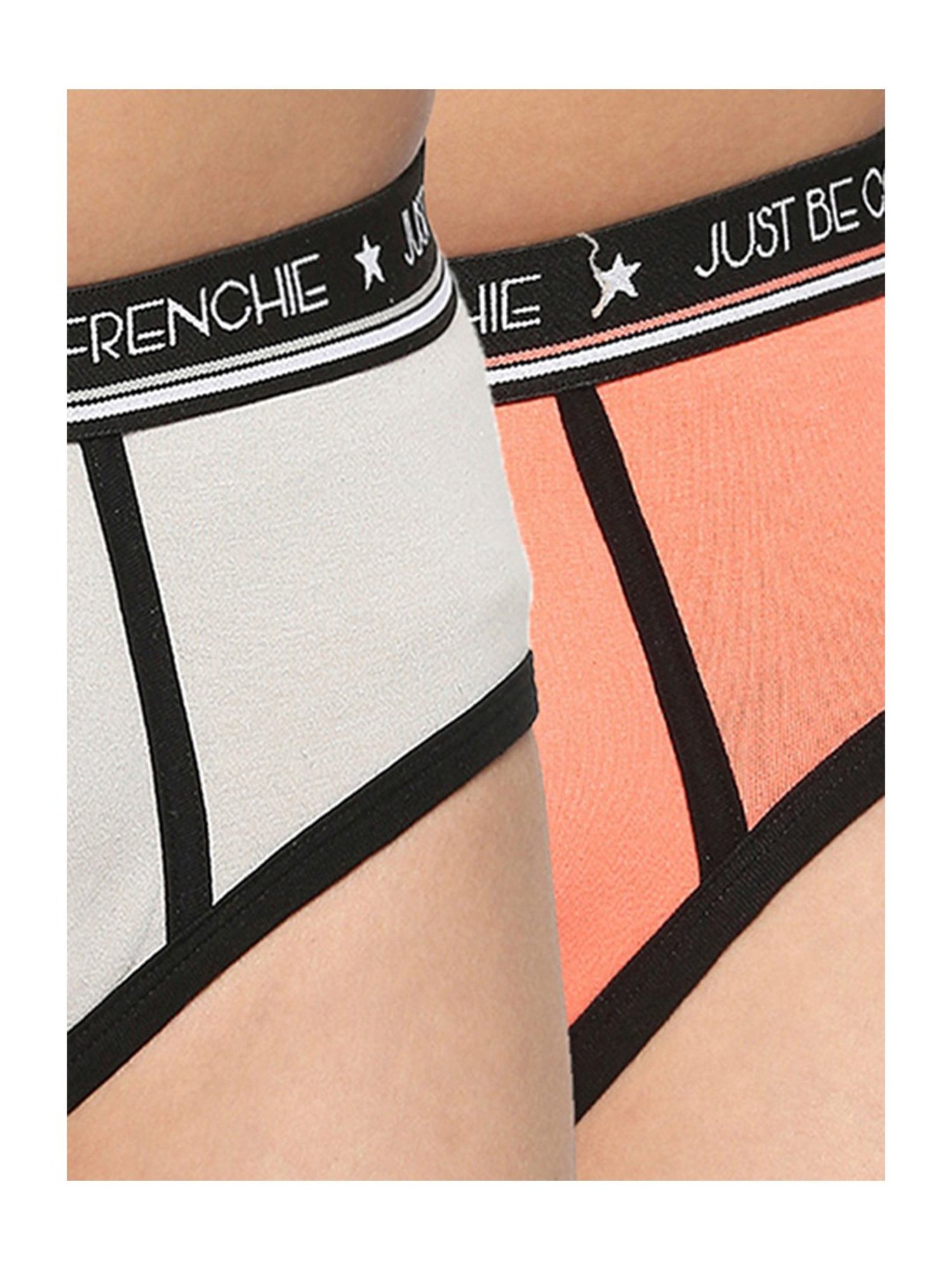 Frenchie Kids Peach & Grey Solid Briefs (Pack Of 2)