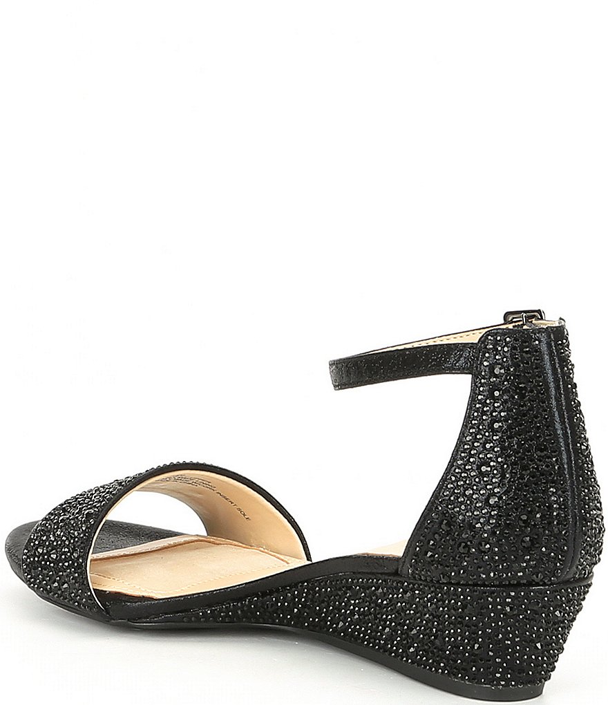 Alex Marie Mairithree Rhinestone Embellished Ankle Strap Wedge Sandals