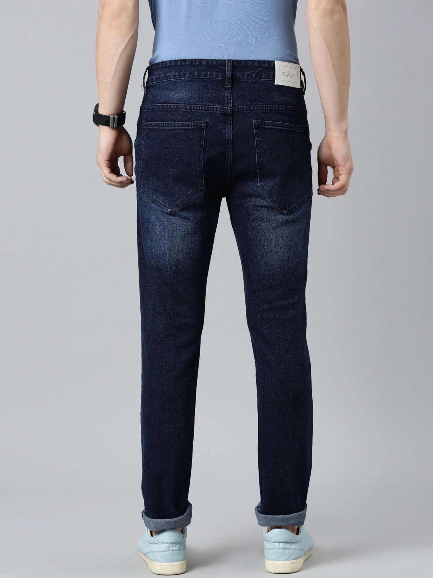 CINOCCI Blue Cotton Slim Fit Jeans