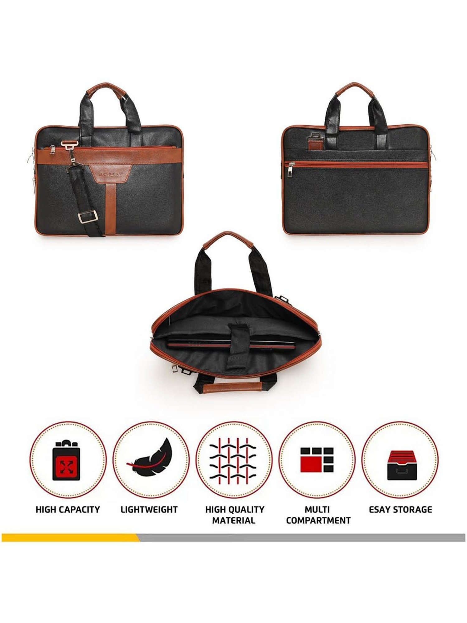 Priority Black & Tan Synthetic Large Messenger Bag