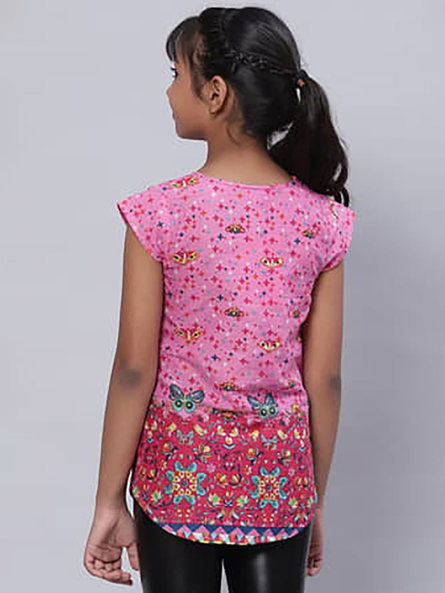 BIBA Girls Pink Printed Kurti