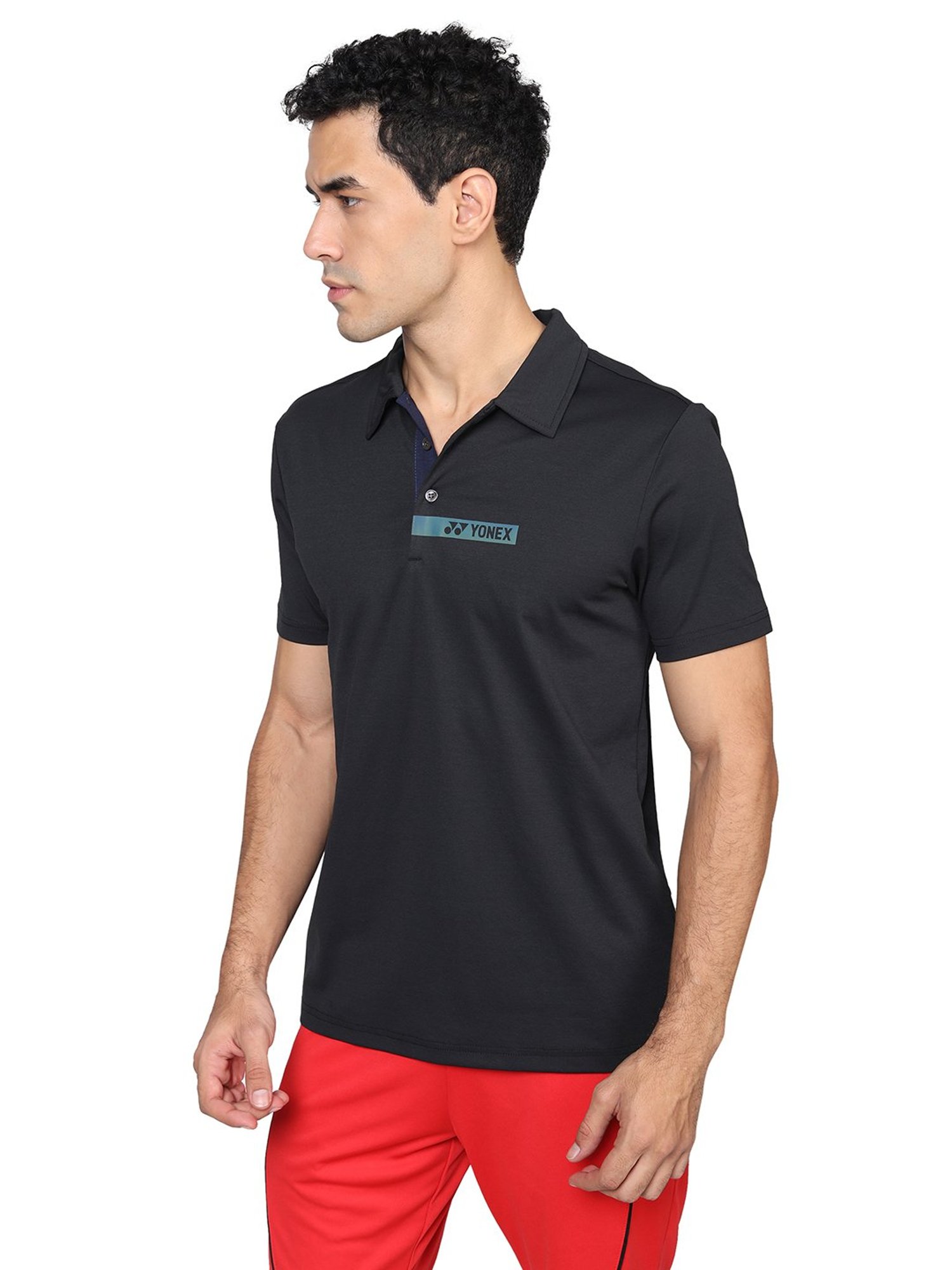 Yonex Jet Black Regular Fit Badminton Polo T-Shirt