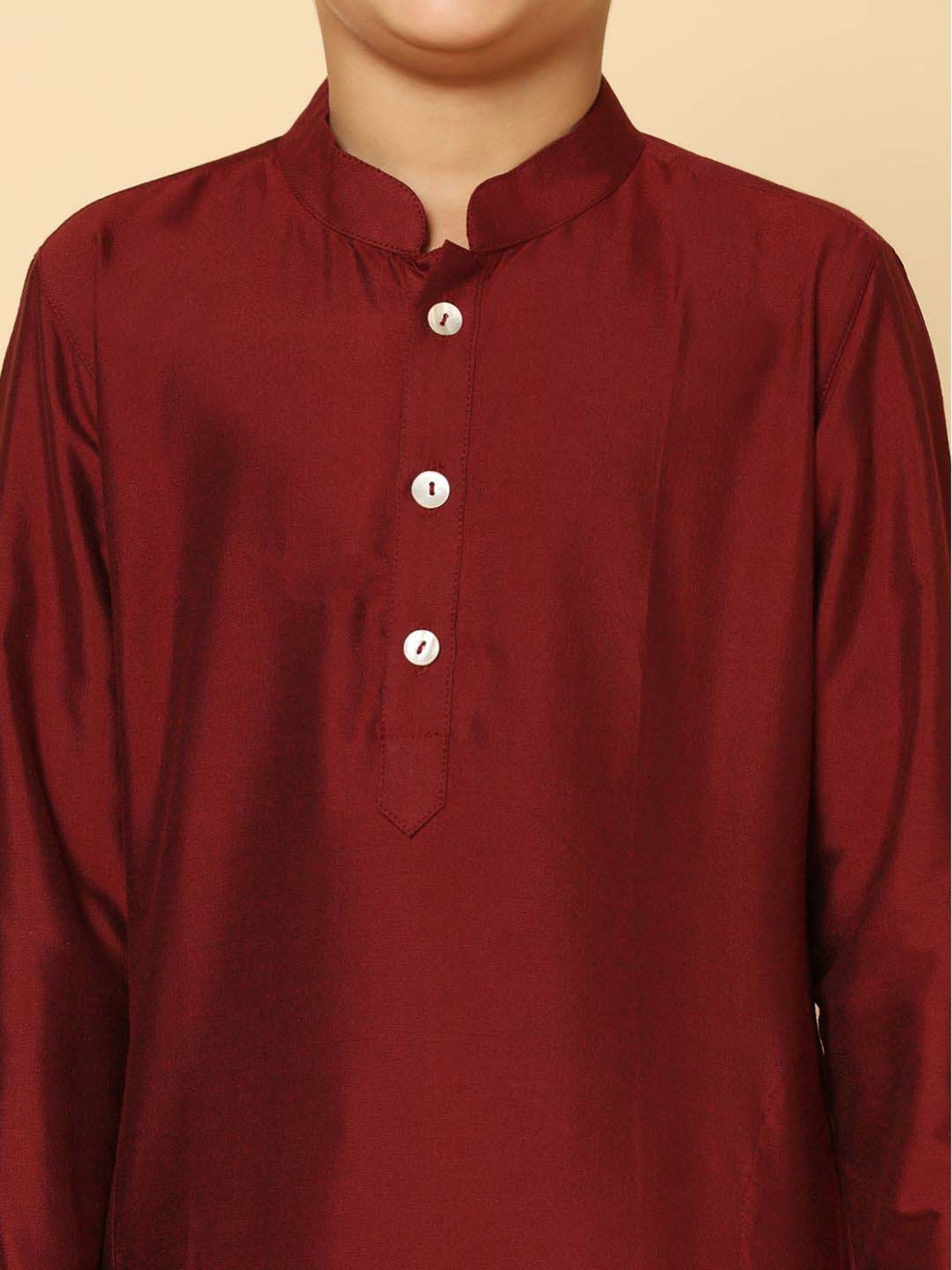 KISAH Kids Maroon & Golden Regular Fit Full Sleeves Kurta Set