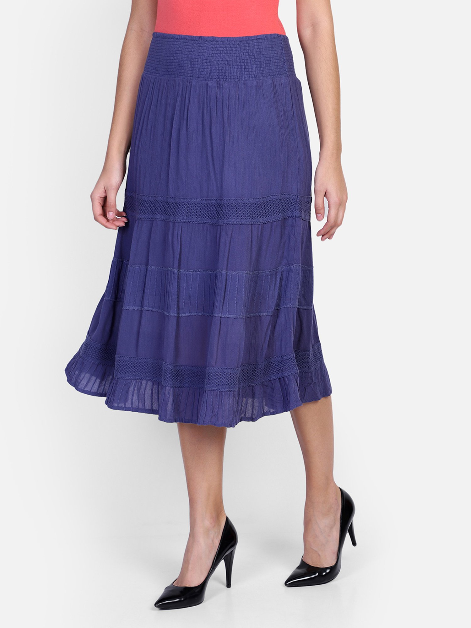 Aditi Wasan Blue A-Line Midi Skirt