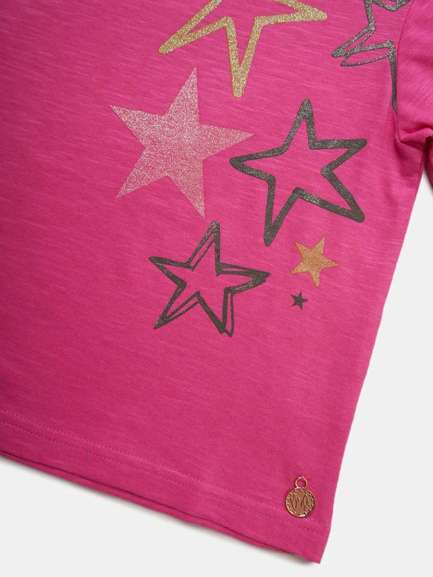 Angel & Rocket Kids Pink Cotton Printed T-Shirt