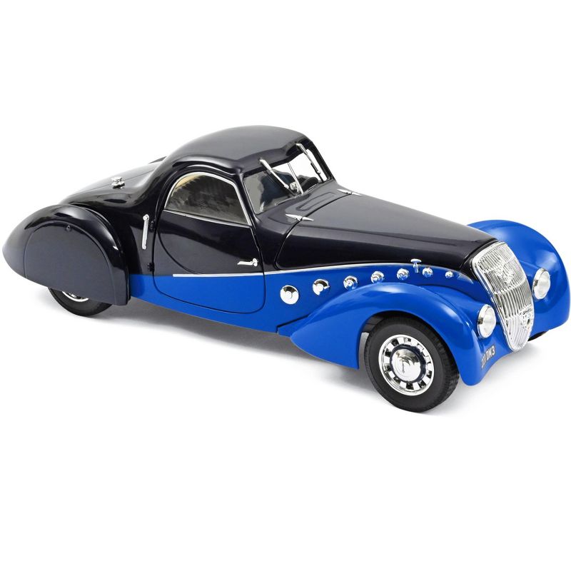1937 Peugeot 302 Darl Mat Coupe Dark Blue and Blue 1/18 Diecast Model Car by Norev