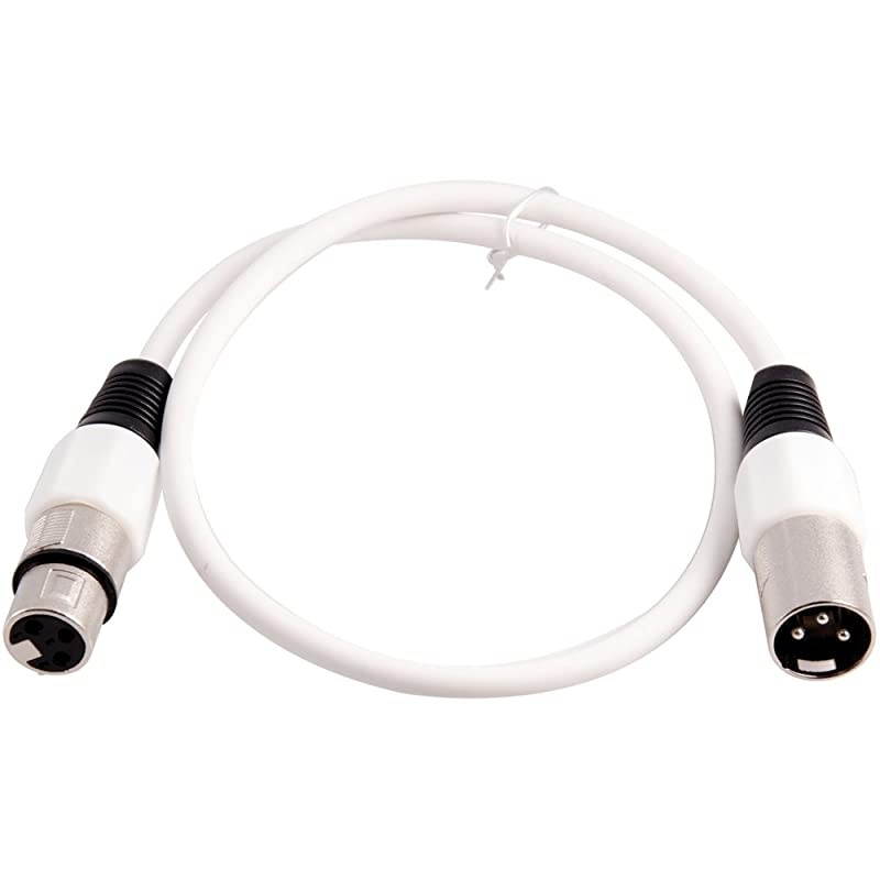 LEXLR-2White - 2 Foot White XLR Patch Cable - 2 Foot Microphone Cable Mic Cord