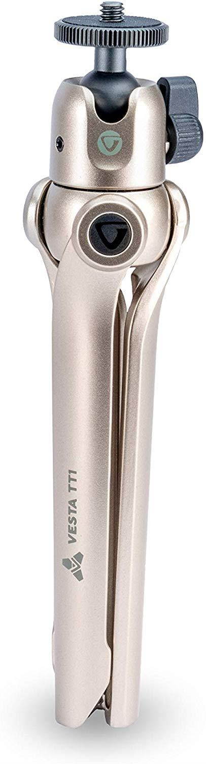 VANGUARD Vesta TT Aluminum Tabletop Tripod with Smart Phone Holder- Champagne (Vesta TT1 CHAM)