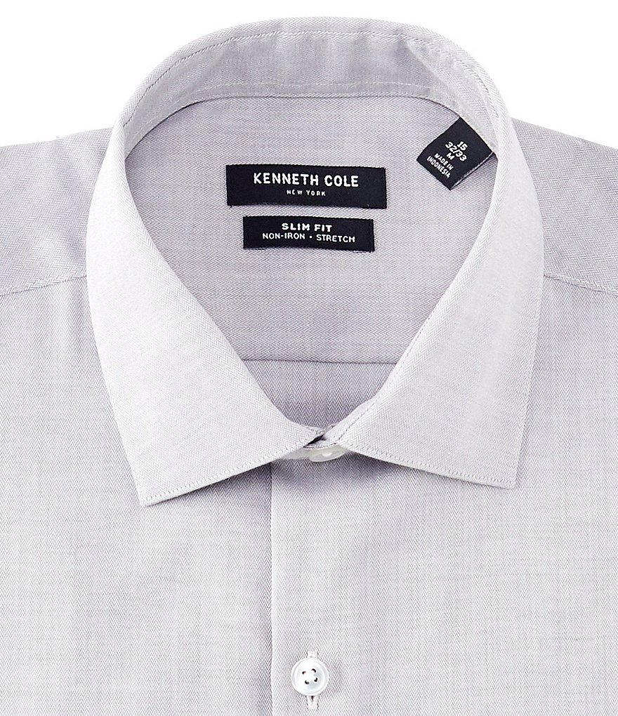 Kenneth Cole New York Non-Iron Slim Fit Spread Collar Solid Dress Shirt