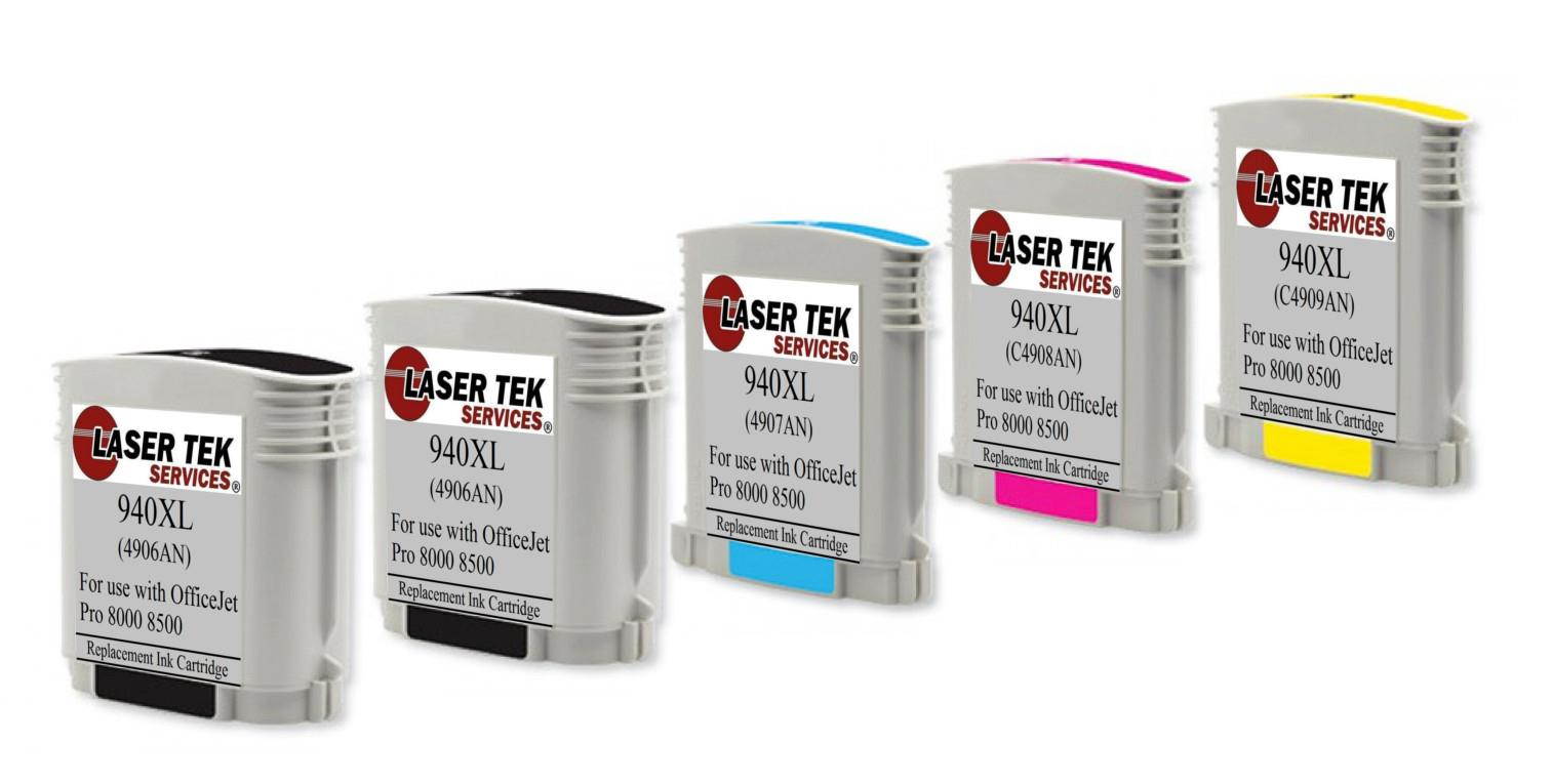 Laser Tek Services&reg; HP 940XL (2 C4906AN, 1 C4907AN, 1 C4908AN, 1 C4909AN) 5 Pack Replacement Ink Cartridges