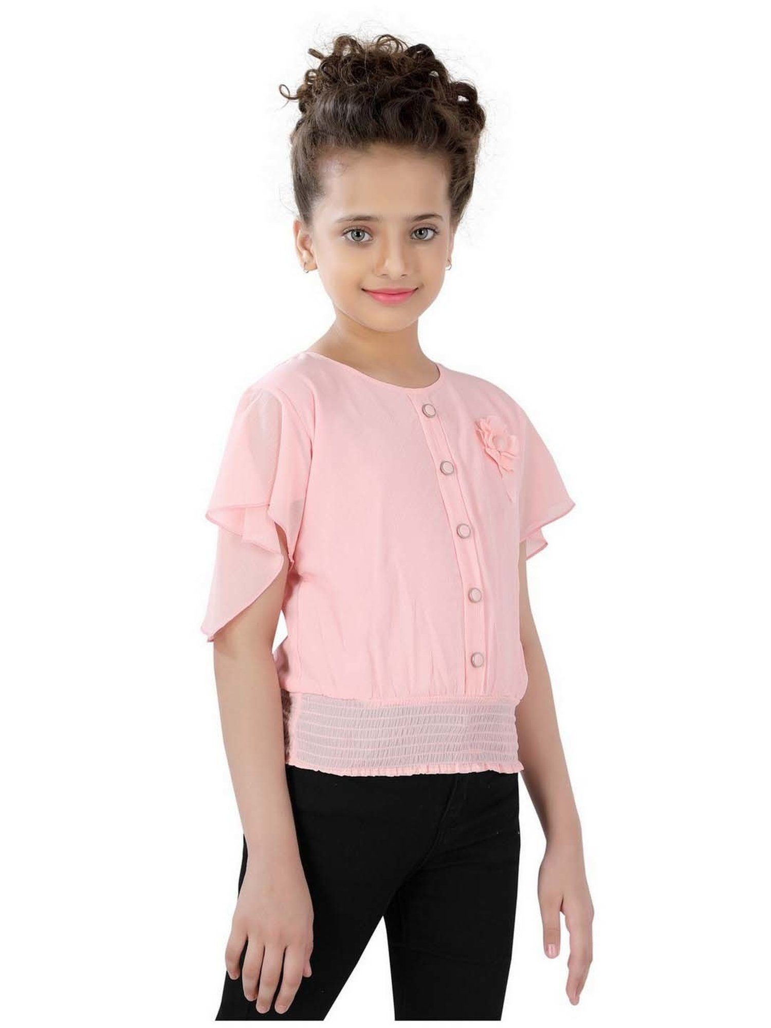 poplins Kids Pink Cotton Regular Fit Top