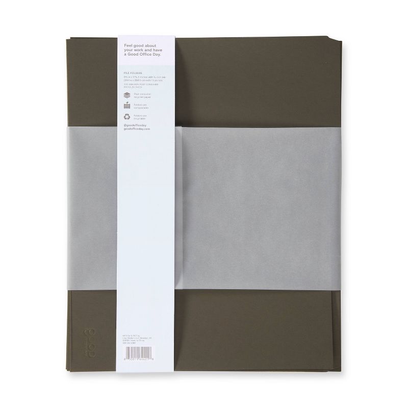 6ct File Folders with Label Set Letter Size Charcoal - Good Office Day